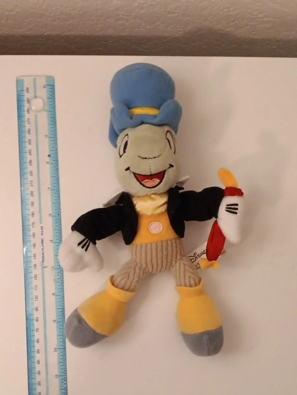 Disney Jiminy Cricket Plush — Blue Hat, Yellow Outfit, Black Jacket